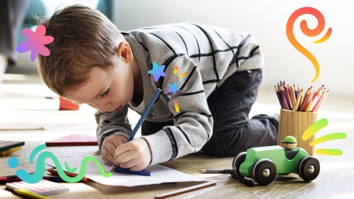 Child focused on drawing