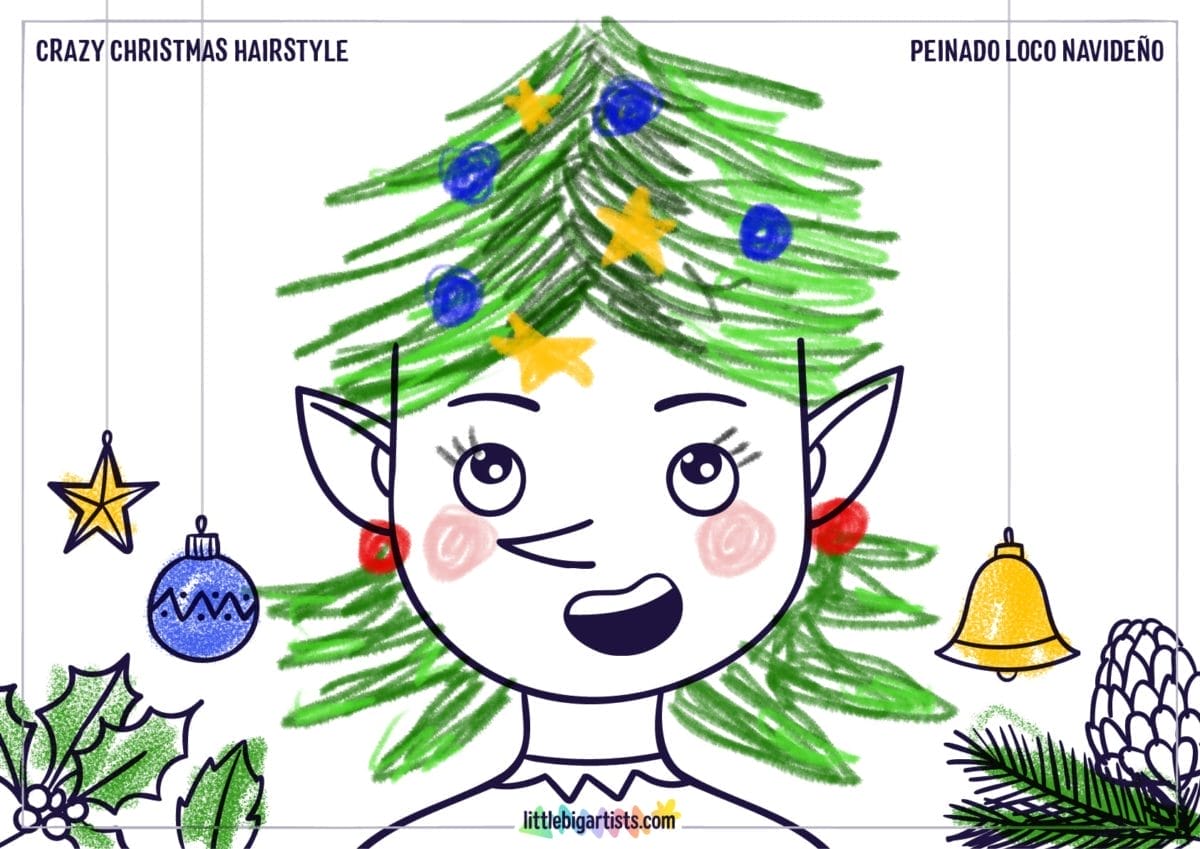 Christmas Hairstyle Creative Worksheet - LittleBigArtists