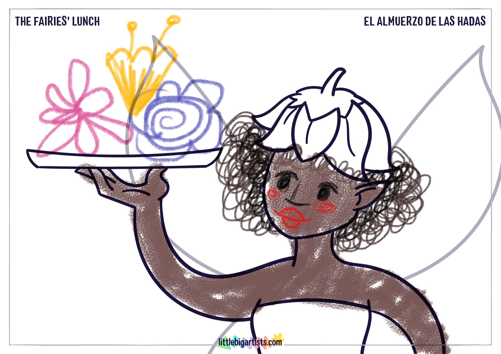 Ficha de actividades de dibujo para niños: El almuerzo de las hadas