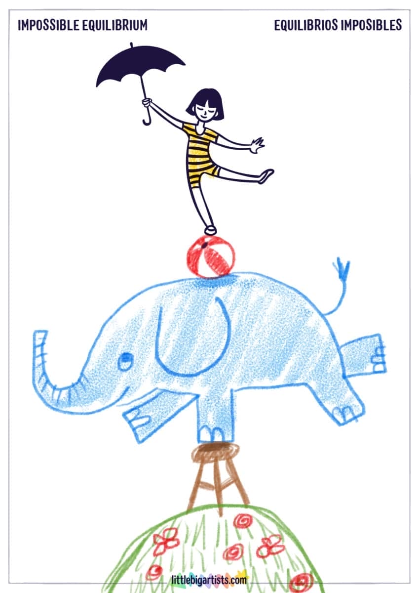 Ficha de actividades de dibujo para niños: Equilibrios imposibles
