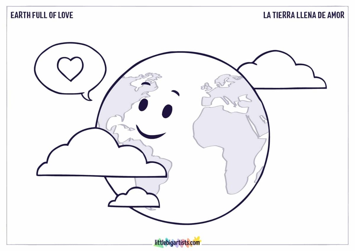 Earth Full of Love Coloring Page - LittleBigArtists