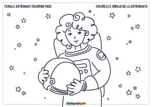 Female Astronaut Coloring Page - LittleBigArtists
