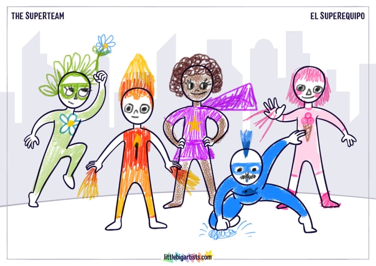 The Superteam - Printable Worksheet with Creative Drawing Activity