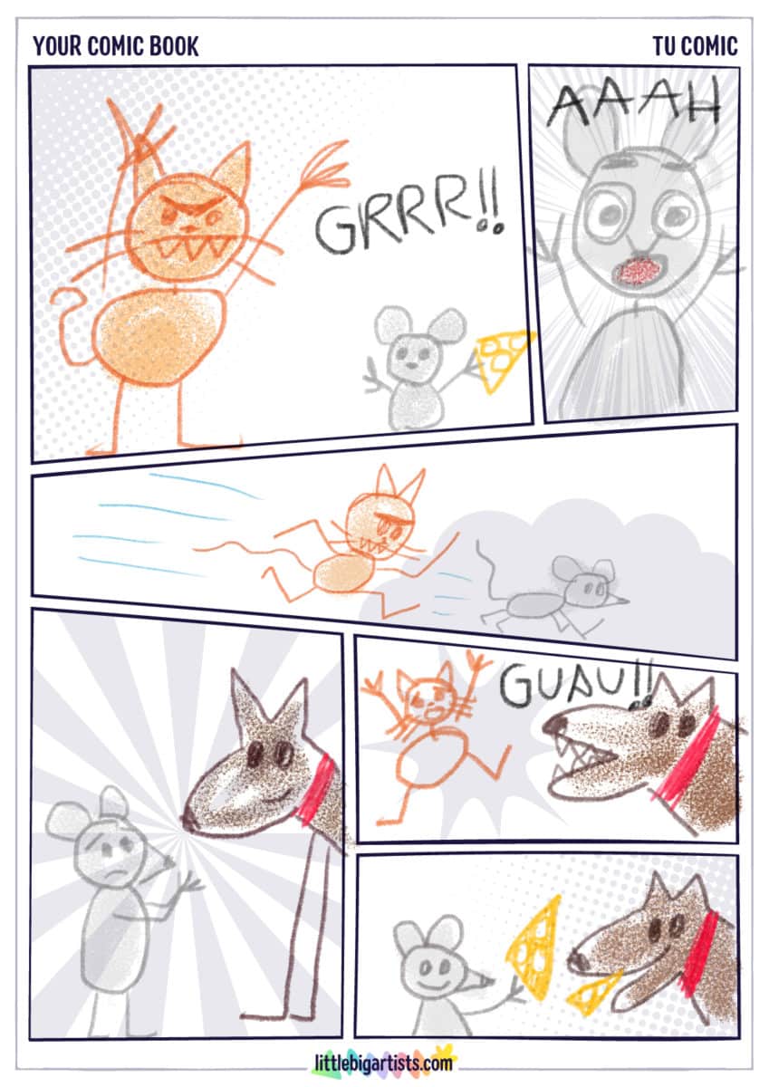 Ficha de actividades de dibujo para niños: Tu comic