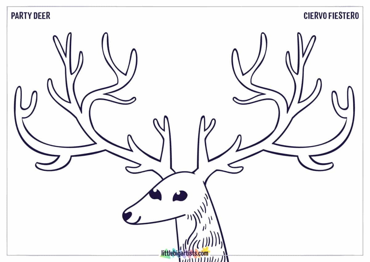 Party Deer Creative Worksheet - LittleBigArtists