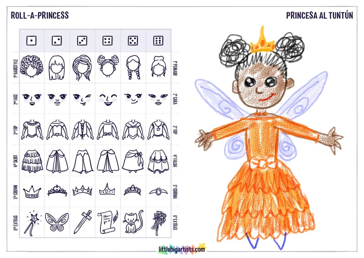 Roll A Princess Creativity Worksheet - LittleBigArtists