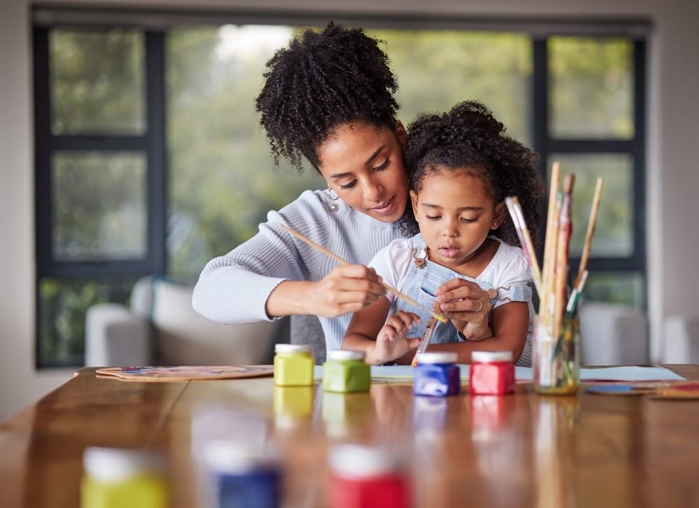 Mother takes over daughter's drawing