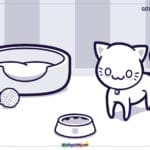 Kawaii Cat Coloring Page - LittleBigArtists