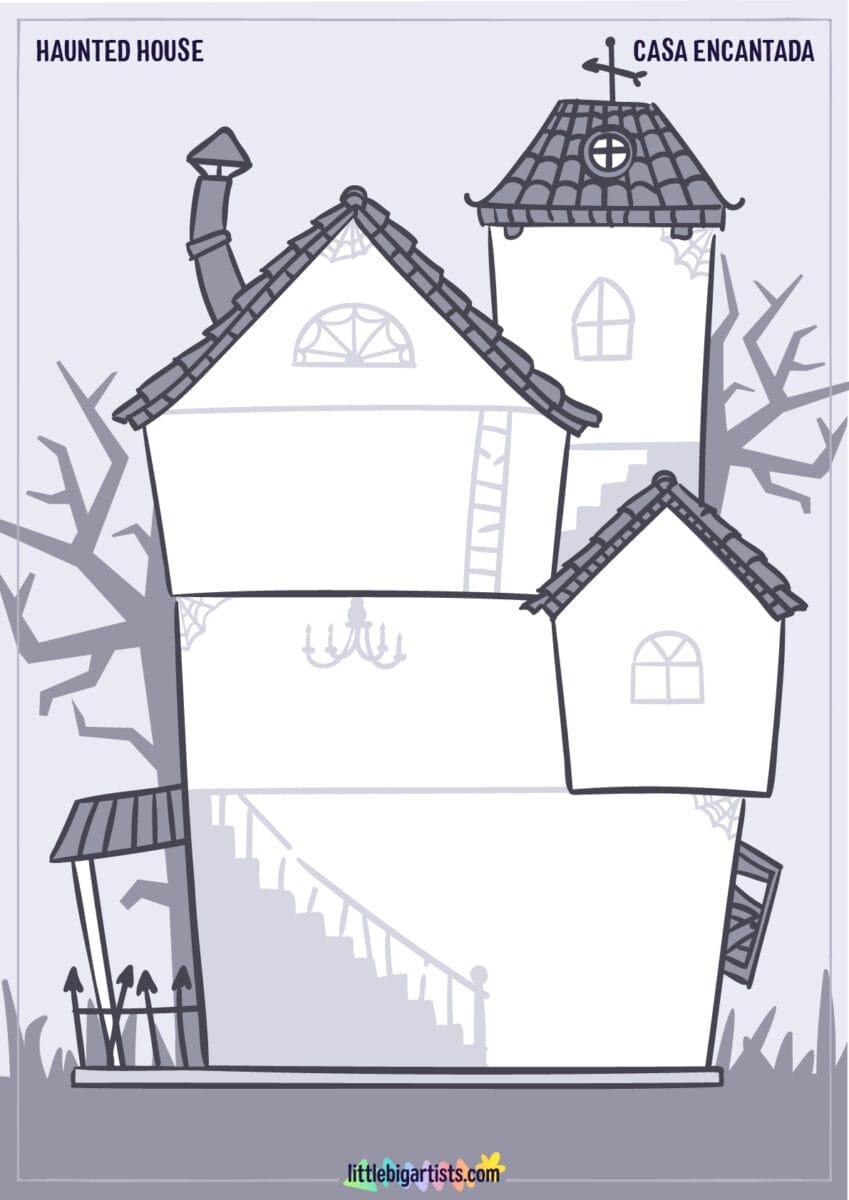 Haunted House - Printable Worksheet with Creative Drawing Activity