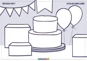 Birthday party - Printable Worksheet with Creative Drawing Activity