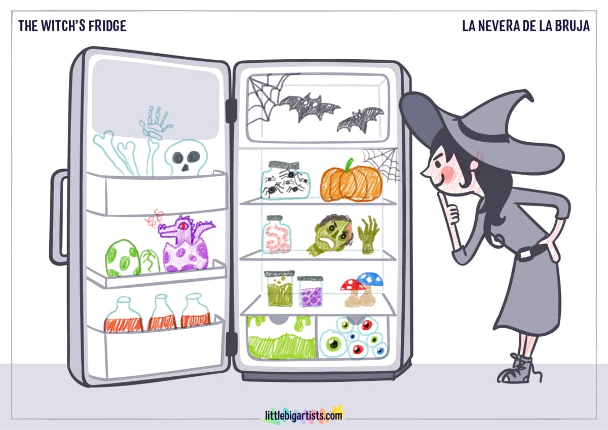 The witch's fridge- Printable Worksheet with Creative Drawing Activity