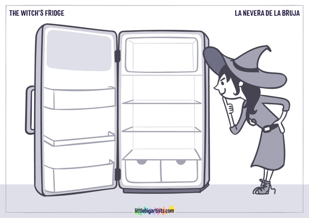 The witch's fridge - Printable Worksheet with Creative Drawing Activity