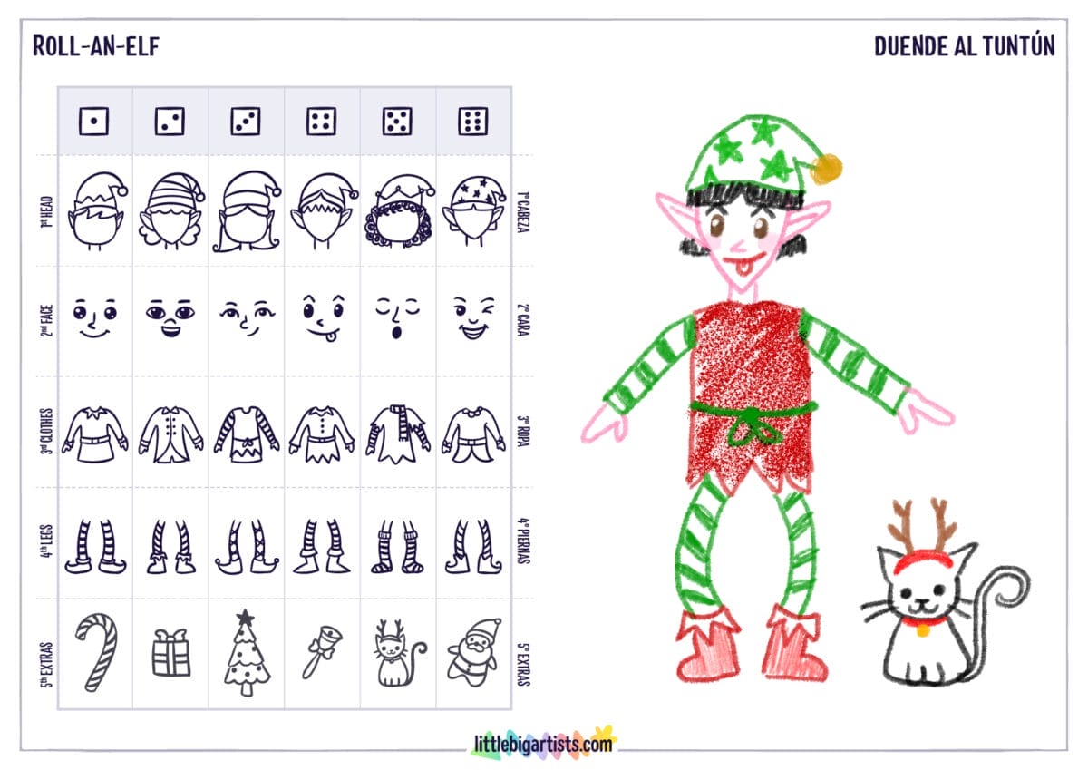 Roll An Elf Printable Drawing Game - LittleBigArtists