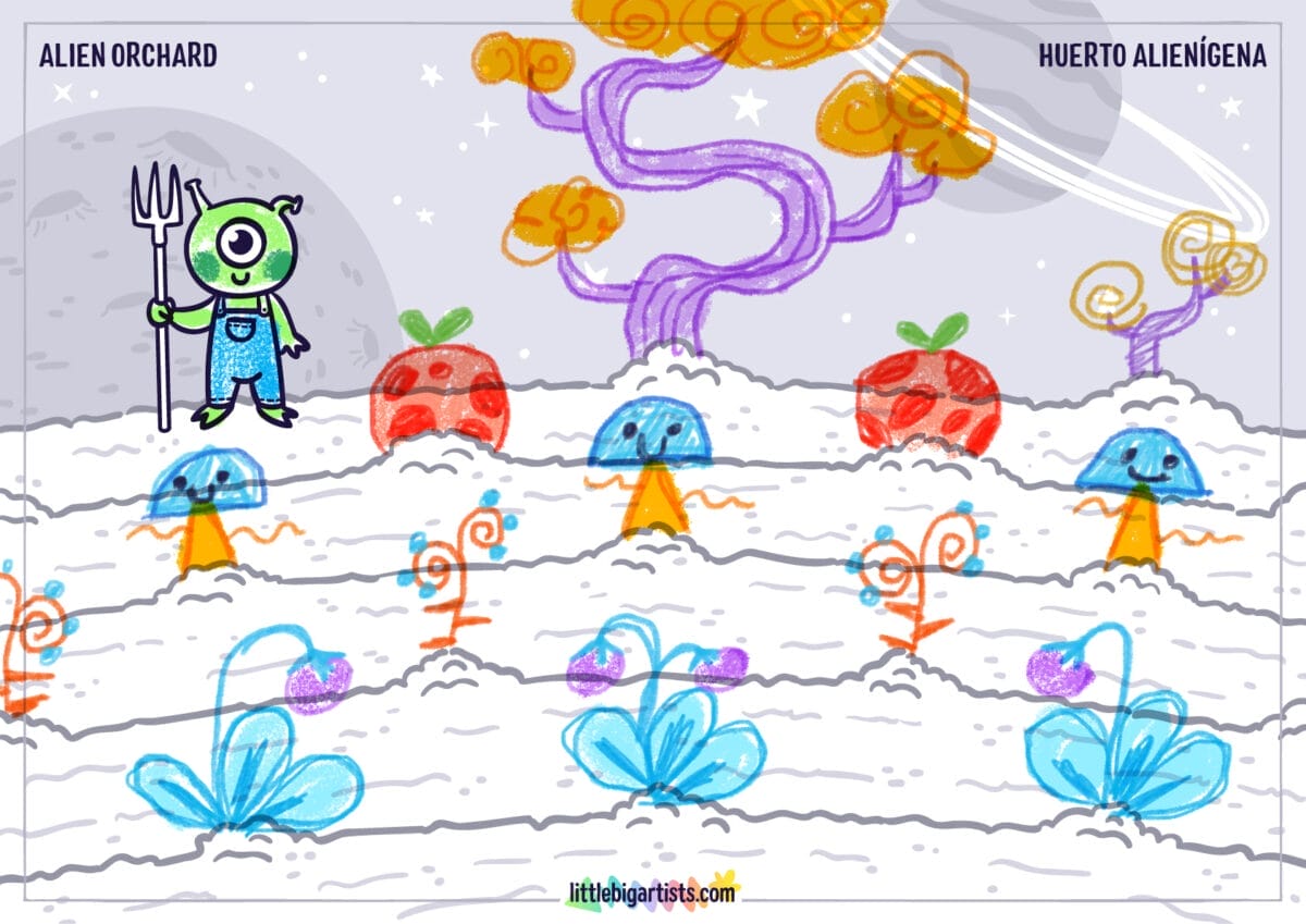 Alien Orchard - Printable Worksheet with Creative Drawing Activity