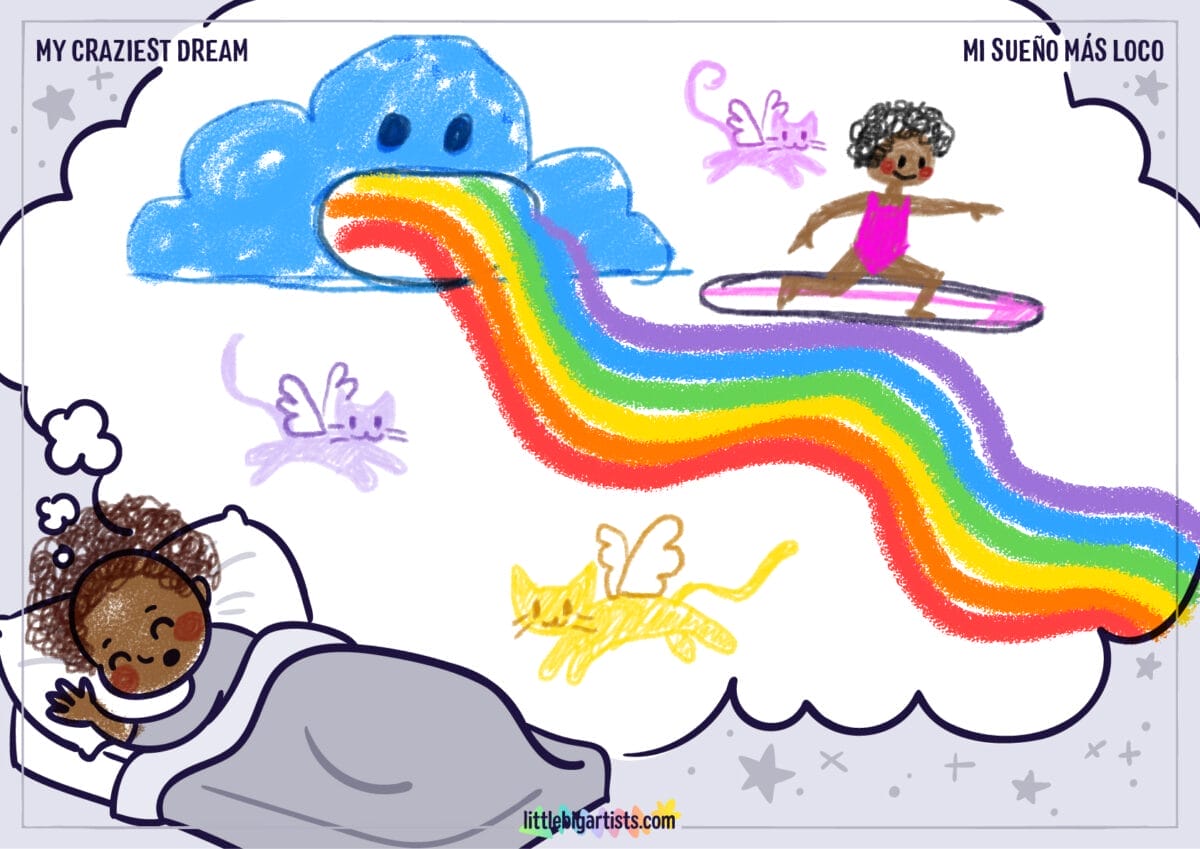 Ficha de actividades de dibujo para niños: Mi sueño más loco