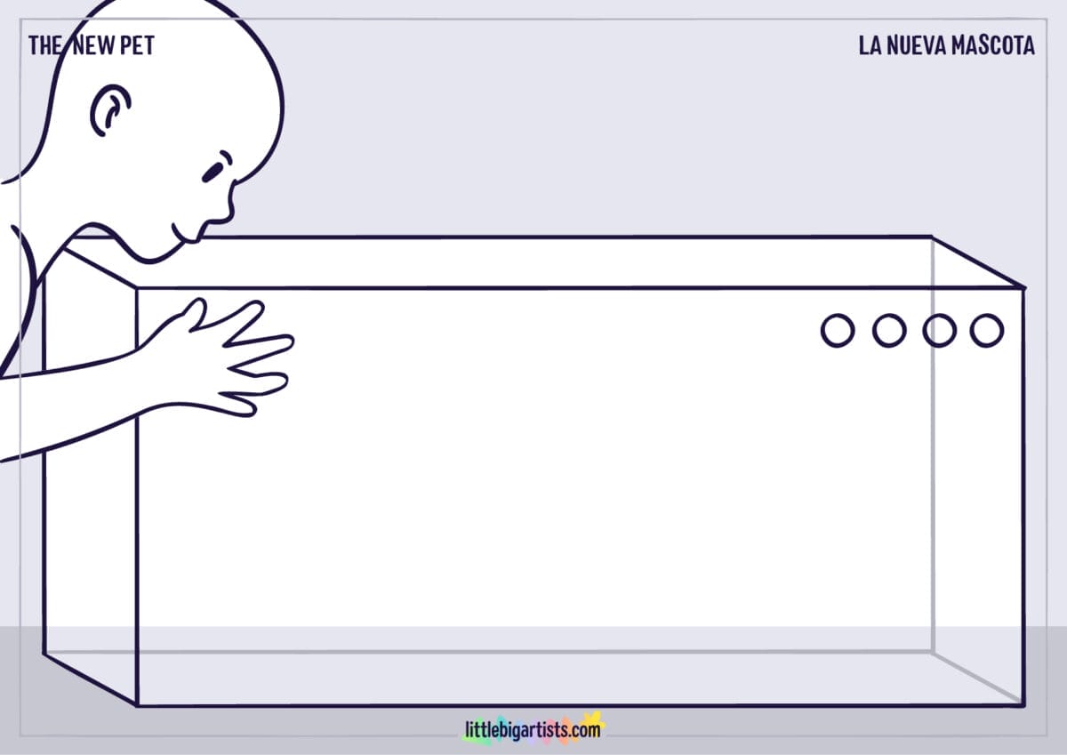 Ficha de actividades de dibujo para niños: La nueva mascota